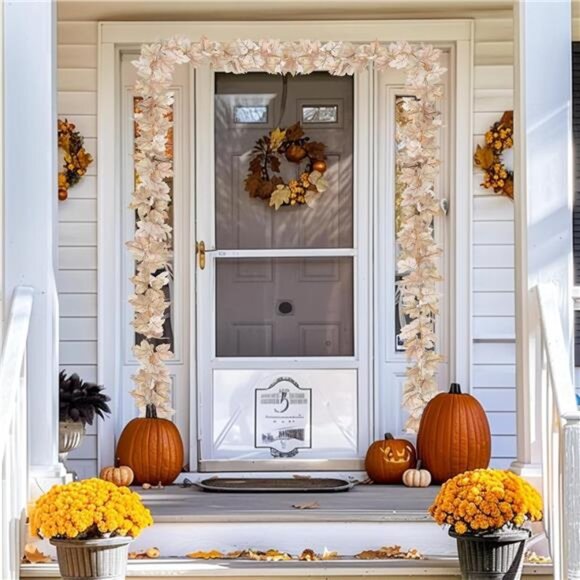 2 Pack Thanksgiving Decorations Fall Garland with Lights Fall Decorations - Picture 6 of 7